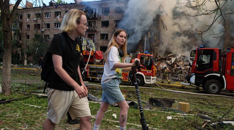 In one of Kyiv’s most frequently bombed neighborhoods, residents choose to stay